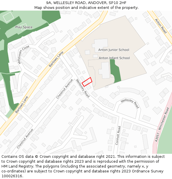 9A, WELLESLEY ROAD, ANDOVER, SP10 2HF: Location map and indicative extent of plot