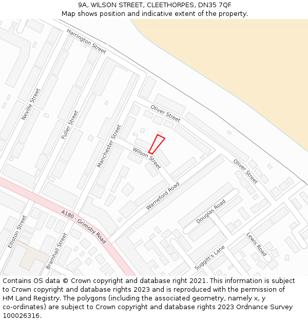 9A, WILSON STREET, CLEETHORPES, DN35 7QF: Location map and indicative extent of plot