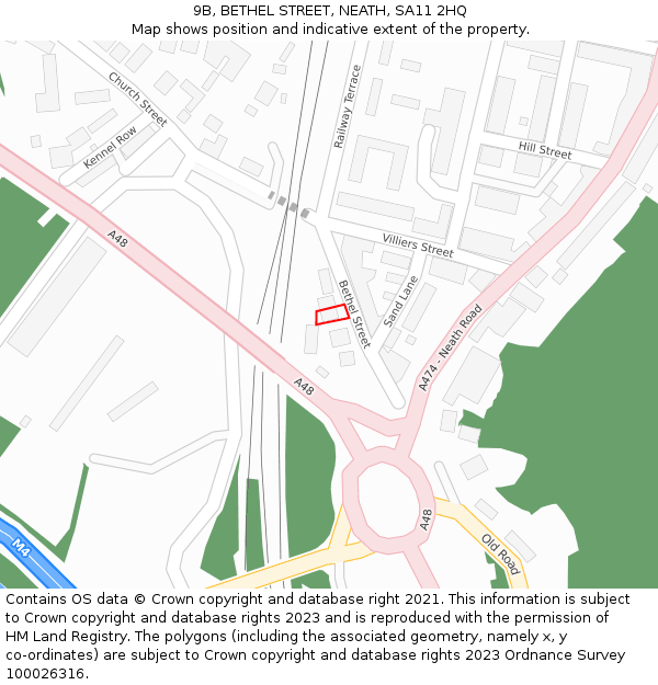 9B, BETHEL STREET, NEATH, SA11 2HQ: Location map and indicative extent of plot