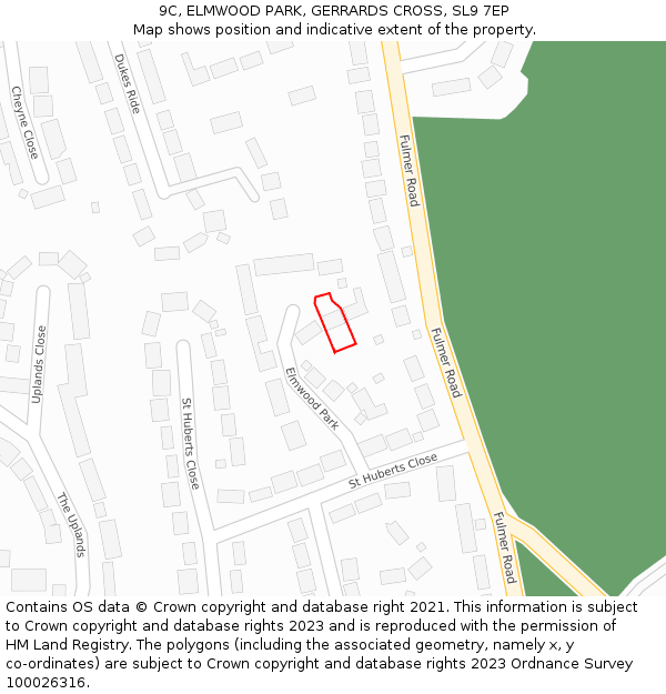 9C, ELMWOOD PARK, GERRARDS CROSS, SL9 7EP: Location map and indicative extent of plot