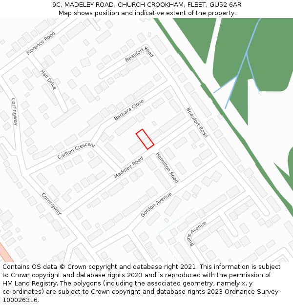 9C, MADELEY ROAD, CHURCH CROOKHAM, FLEET, GU52 6AR: Location map and indicative extent of plot