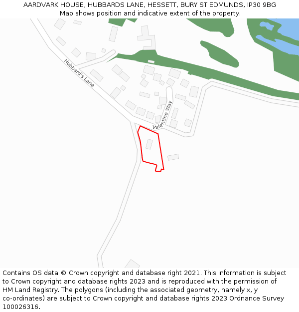 AARDVARK HOUSE, HUBBARDS LANE, HESSETT, BURY ST EDMUNDS, IP30 9BG: Location map and indicative extent of plot