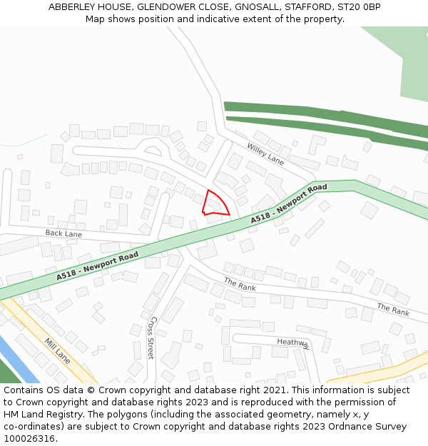 ABBERLEY HOUSE, GLENDOWER CLOSE, GNOSALL, STAFFORD, ST20 0BP: Location map and indicative extent of plot