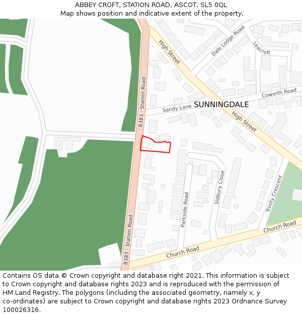 ABBEY CROFT, STATION ROAD, ASCOT, SL5 0QL: Location map and indicative extent of plot