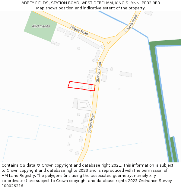 ABBEY FIELDS, STATION ROAD, WEST DEREHAM, KING'S LYNN, PE33 9RR: Location map and indicative extent of plot