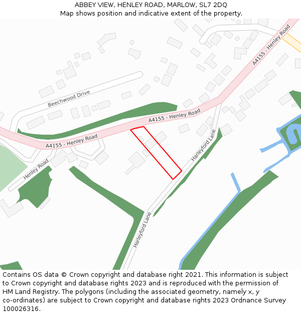 ABBEY VIEW, HENLEY ROAD, MARLOW, SL7 2DQ: Location map and indicative extent of plot