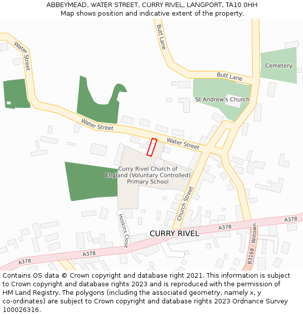 ABBEYMEAD, WATER STREET, CURRY RIVEL, LANGPORT, TA10 0HH: Location map and indicative extent of plot