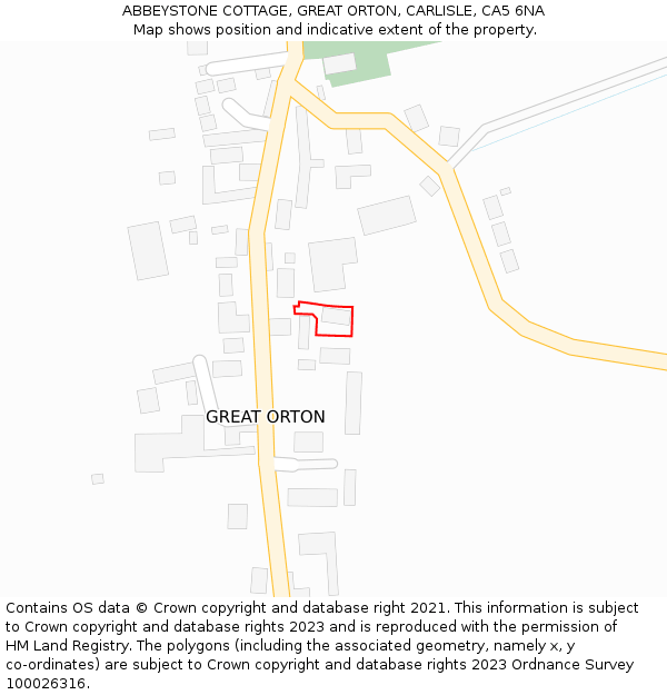 ABBEYSTONE COTTAGE, GREAT ORTON, CARLISLE, CA5 6NA: Location map and indicative extent of plot