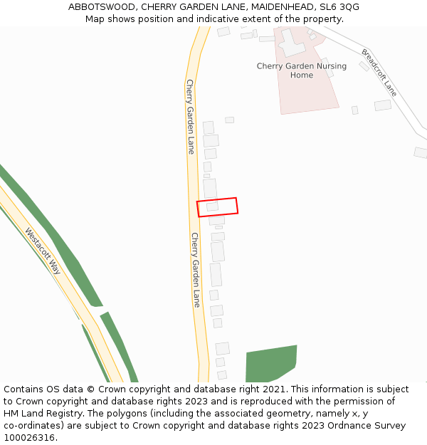 ABBOTSWOOD, CHERRY GARDEN LANE, MAIDENHEAD, SL6 3QG: Location map and indicative extent of plot