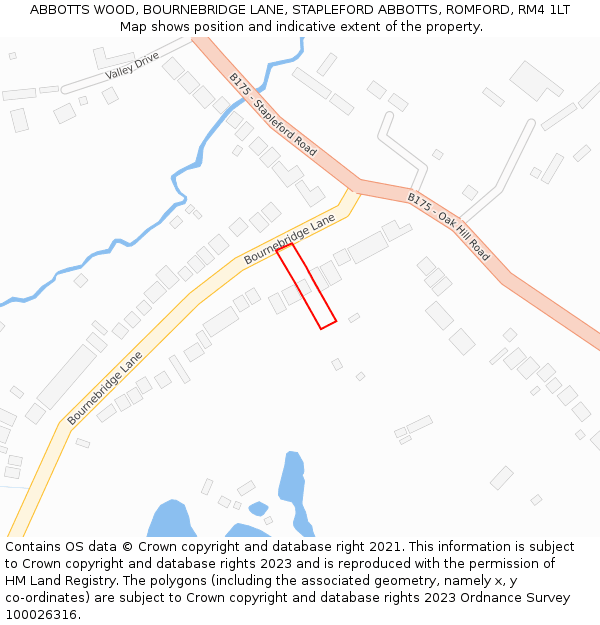 ABBOTTS WOOD, BOURNEBRIDGE LANE, STAPLEFORD ABBOTTS, ROMFORD, RM4 1LT: Location map and indicative extent of plot