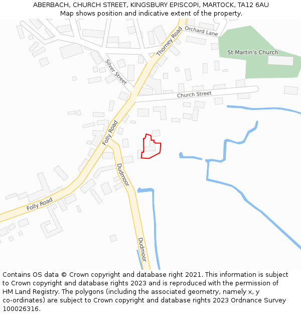 ABERBACH, CHURCH STREET, KINGSBURY EPISCOPI, MARTOCK, TA12 6AU: Location map and indicative extent of plot