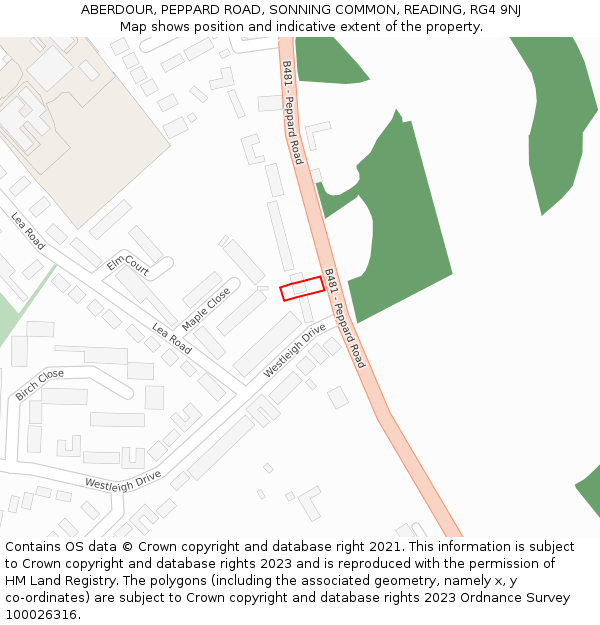 ABERDOUR, PEPPARD ROAD, SONNING COMMON, READING, RG4 9NJ: Location map and indicative extent of plot