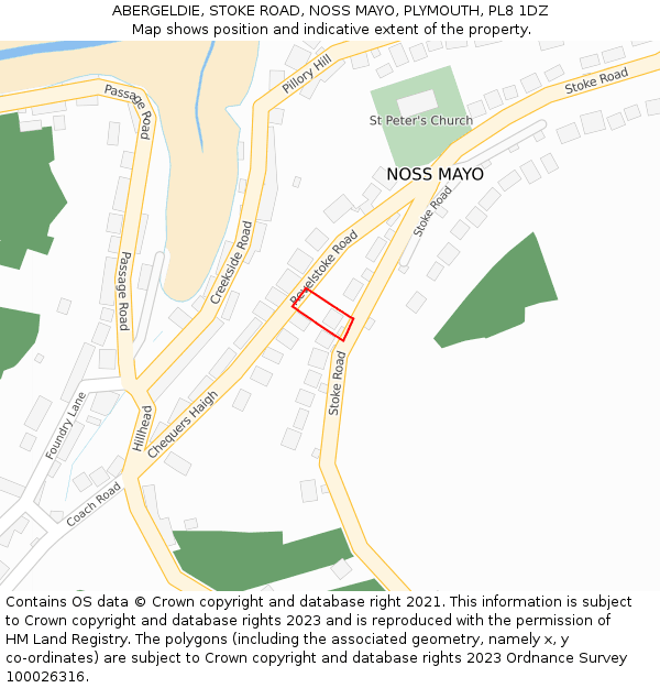 ABERGELDIE, STOKE ROAD, NOSS MAYO, PLYMOUTH, PL8 1DZ: Location map and indicative extent of plot