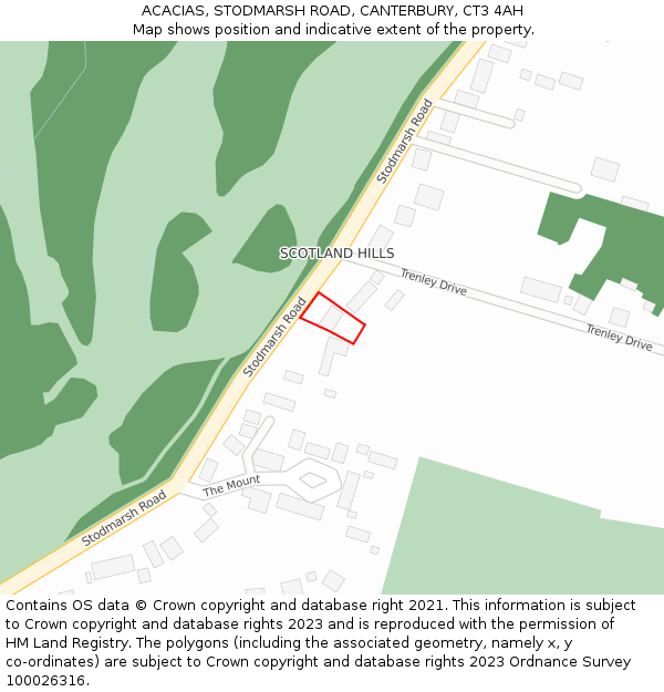 ACACIAS, STODMARSH ROAD, CANTERBURY, CT3 4AH: Location map and indicative extent of plot