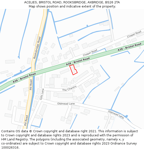 ACELIES, BRISTOL ROAD, ROOKSBRIDGE, AXBRIDGE, BS26 2TA: Location map and indicative extent of plot