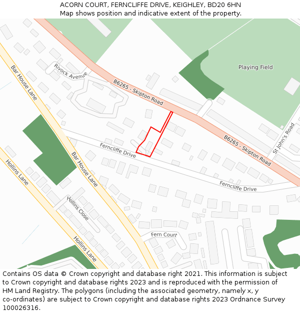 ACORN COURT, FERNCLIFFE DRIVE, KEIGHLEY, BD20 6HN: Location map and indicative extent of plot