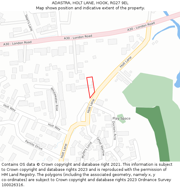 ADASTRA, HOLT LANE, HOOK, RG27 9EL: Location map and indicative extent of plot