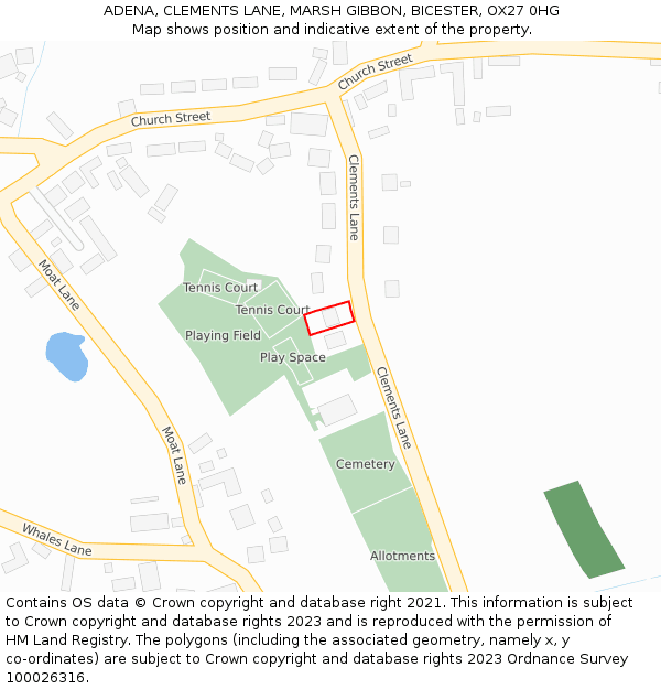 ADENA, CLEMENTS LANE, MARSH GIBBON, BICESTER, OX27 0HG: Location map and indicative extent of plot