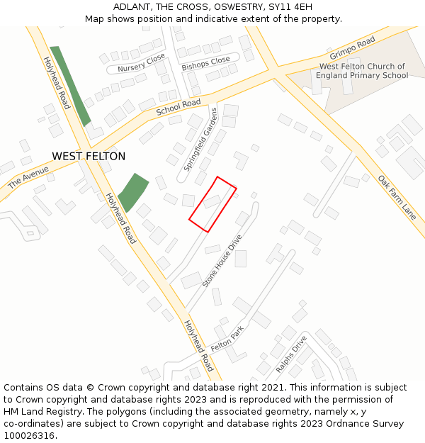 ADLANT, THE CROSS, OSWESTRY, SY11 4EH: Location map and indicative extent of plot