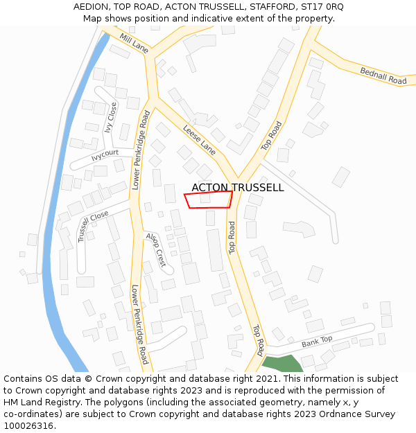 AEDION, TOP ROAD, ACTON TRUSSELL, STAFFORD, ST17 0RQ: Location map and indicative extent of plot