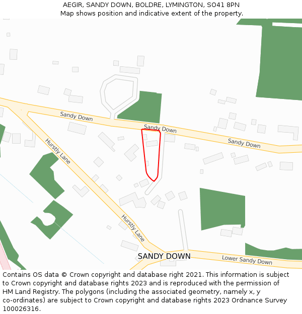 AEGIR, SANDY DOWN, BOLDRE, LYMINGTON, SO41 8PN: Location map and indicative extent of plot