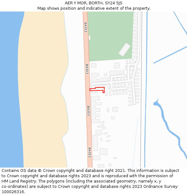 AER Y MOR, BORTH, SY24 5JS: Location map and indicative extent of plot