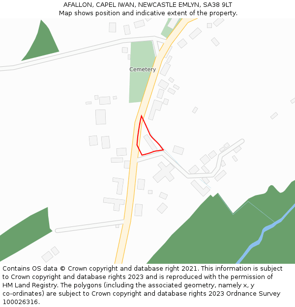 AFALLON, CAPEL IWAN, NEWCASTLE EMLYN, SA38 9LT: Location map and indicative extent of plot