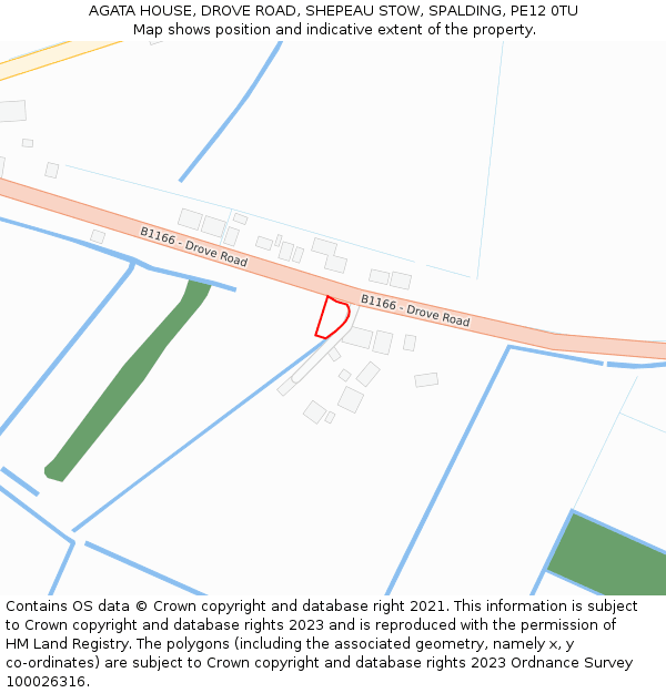 AGATA HOUSE, DROVE ROAD, SHEPEAU STOW, SPALDING, PE12 0TU: Location map and indicative extent of plot