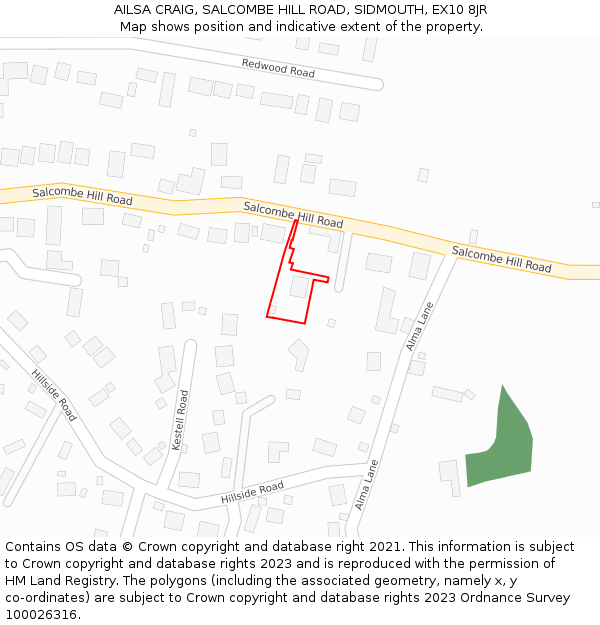 AILSA CRAIG, SALCOMBE HILL ROAD, SIDMOUTH, EX10 8JR: Location map and indicative extent of plot