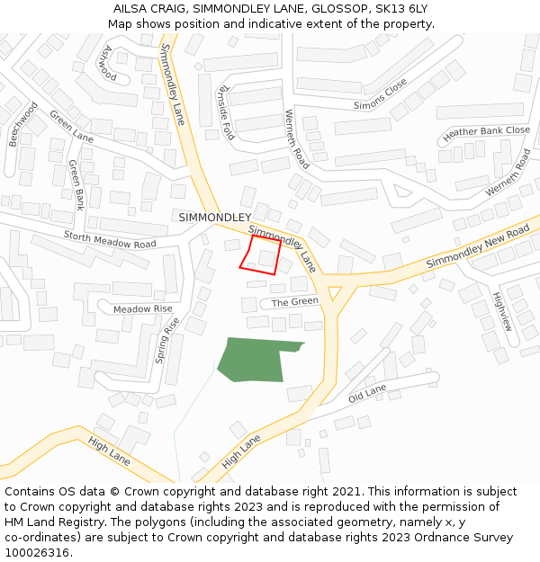 AILSA CRAIG, SIMMONDLEY LANE, GLOSSOP, SK13 6LY: Location map and indicative extent of plot