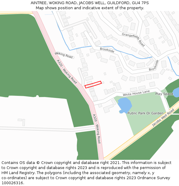 AINTREE, WOKING ROAD, JACOBS WELL, GUILDFORD, GU4 7PS: Location map and indicative extent of plot