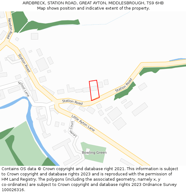 AIRDBRECK, STATION ROAD, GREAT AYTON, MIDDLESBROUGH, TS9 6HB: Location map and indicative extent of plot
