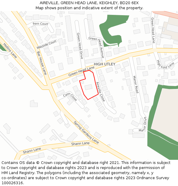 AIREVILLE, GREEN HEAD LANE, KEIGHLEY, BD20 6EX: Location map and indicative extent of plot