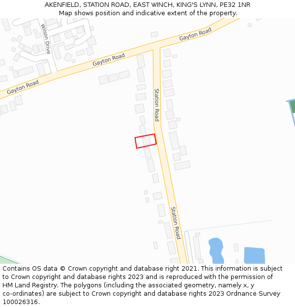 AKENFIELD, STATION ROAD, EAST WINCH, KING'S LYNN, PE32 1NR: Location map and indicative extent of plot