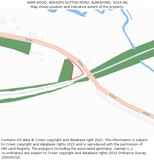 AKER WOOD, BISHOPS SUTTON ROAD, ALRESFORD, SO24 9EJ: Location map and indicative extent of plot