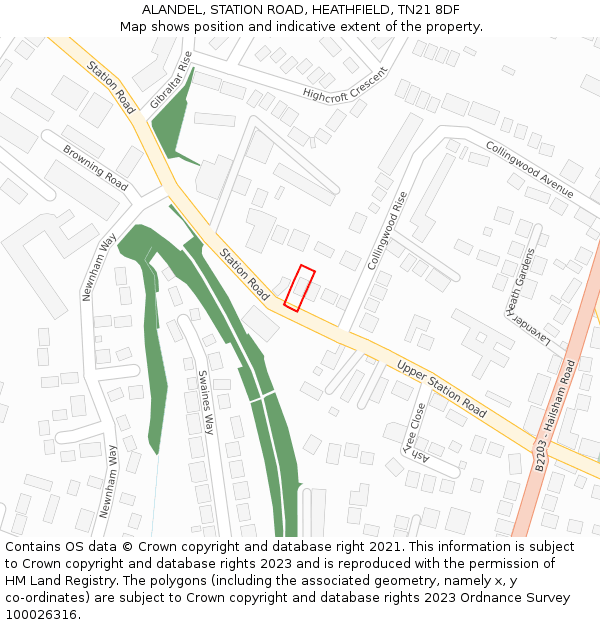 ALANDEL, STATION ROAD, HEATHFIELD, TN21 8DF: Location map and indicative extent of plot
