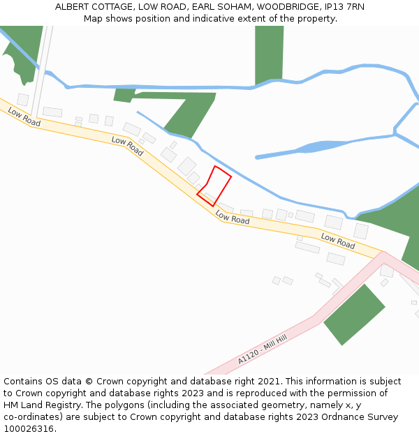 ALBERT COTTAGE, LOW ROAD, EARL SOHAM, WOODBRIDGE, IP13 7RN: Location map and indicative extent of plot