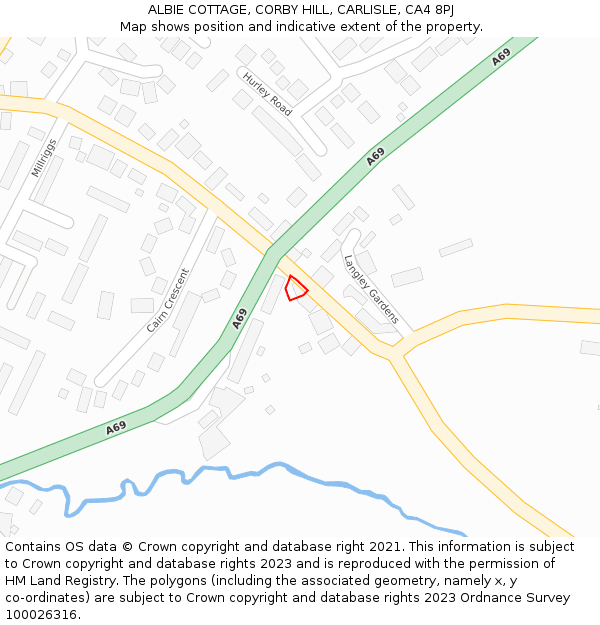 ALBIE COTTAGE, CORBY HILL, CARLISLE, CA4 8PJ: Location map and indicative extent of plot