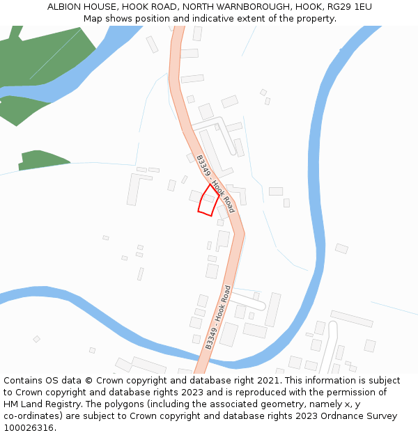 ALBION HOUSE, HOOK ROAD, NORTH WARNBOROUGH, HOOK, RG29 1EU: Location map and indicative extent of plot