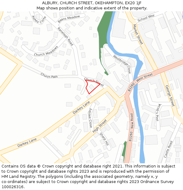 ALBURY, CHURCH STREET, OKEHAMPTON, EX20 1JF: Location map and indicative extent of plot