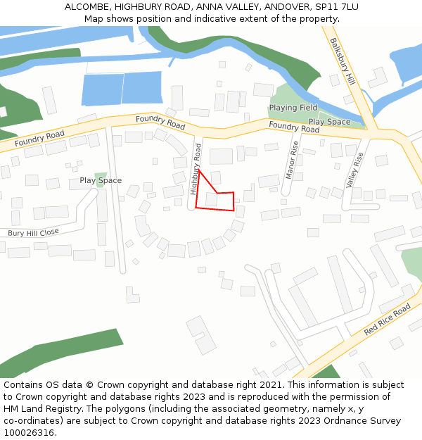ALCOMBE, HIGHBURY ROAD, ANNA VALLEY, ANDOVER, SP11 7LU: Location map and indicative extent of plot