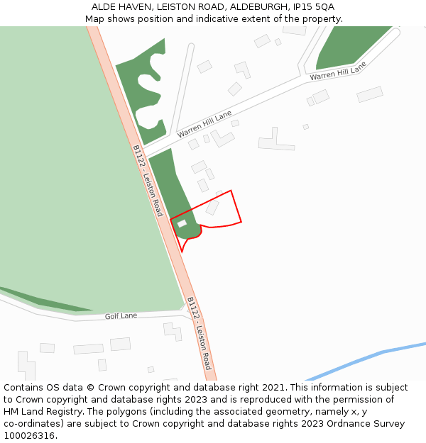 ALDE HAVEN, LEISTON ROAD, ALDEBURGH, IP15 5QA: Location map and indicative extent of plot