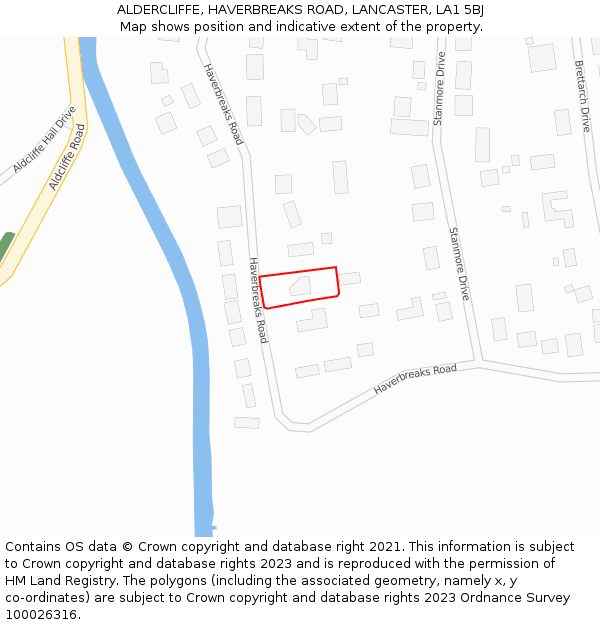 ALDERCLIFFE, HAVERBREAKS ROAD, LANCASTER, LA1 5BJ: Location map and indicative extent of plot