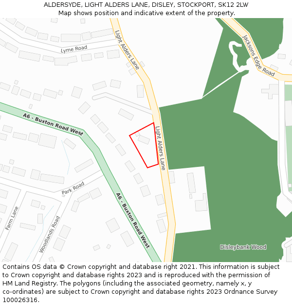 ALDERSYDE, LIGHT ALDERS LANE, DISLEY, STOCKPORT, SK12 2LW: Location map and indicative extent of plot