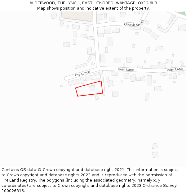 ALDERWOOD, THE LYNCH, EAST HENDRED, WANTAGE, OX12 8LB: Location map and indicative extent of plot
