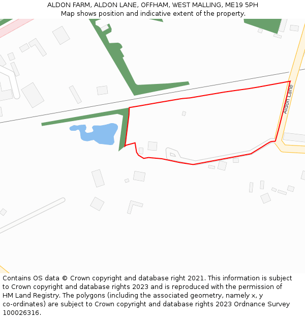 ALDON FARM, ALDON LANE, OFFHAM, WEST MALLING, ME19 5PH: Location map and indicative extent of plot