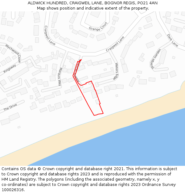 ALDWICK HUNDRED, CRAIGWEIL LANE, BOGNOR REGIS, PO21 4AN: Location map and indicative extent of plot