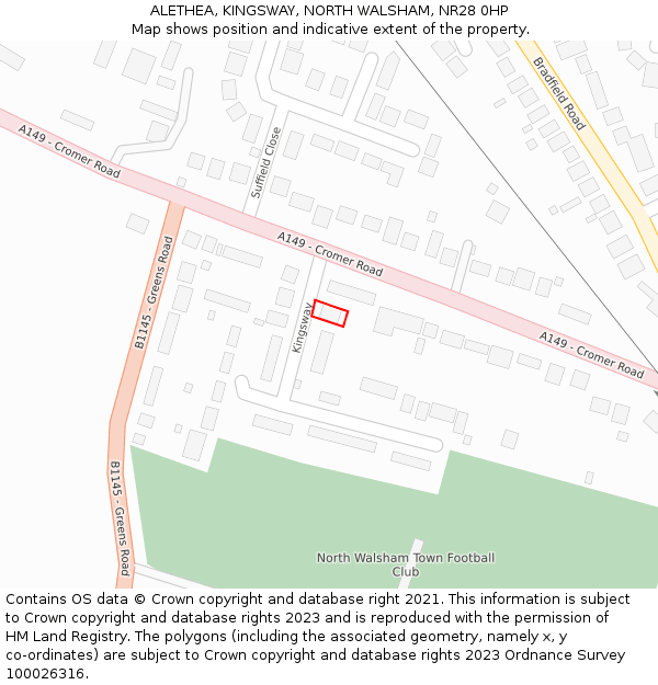 ALETHEA, KINGSWAY, NORTH WALSHAM, NR28 0HP: Location map and indicative extent of plot