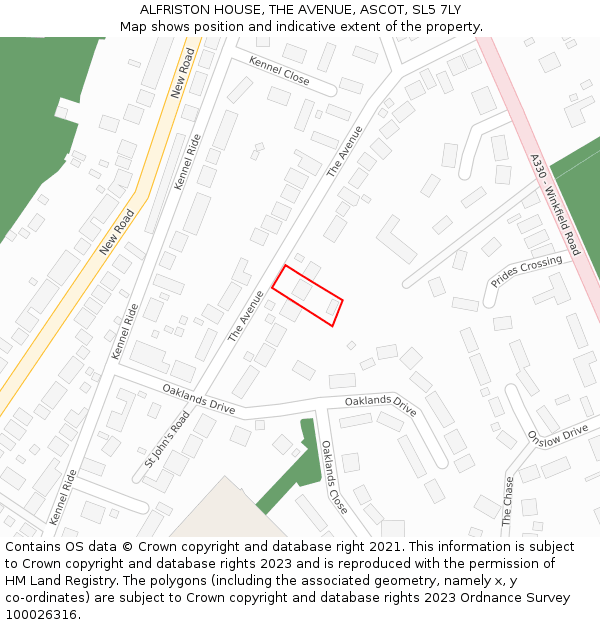 ALFRISTON HOUSE, THE AVENUE, ASCOT, SL5 7LY: Location map and indicative extent of plot