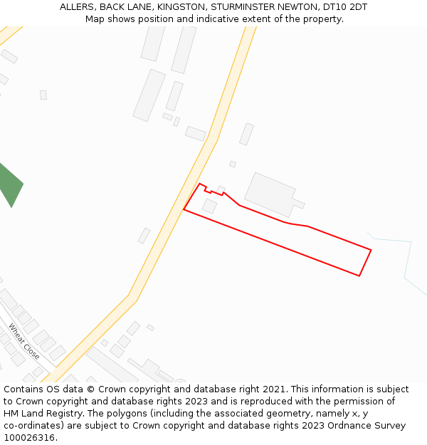 ALLERS, BACK LANE, KINGSTON, STURMINSTER NEWTON, DT10 2DT: Location map and indicative extent of plot